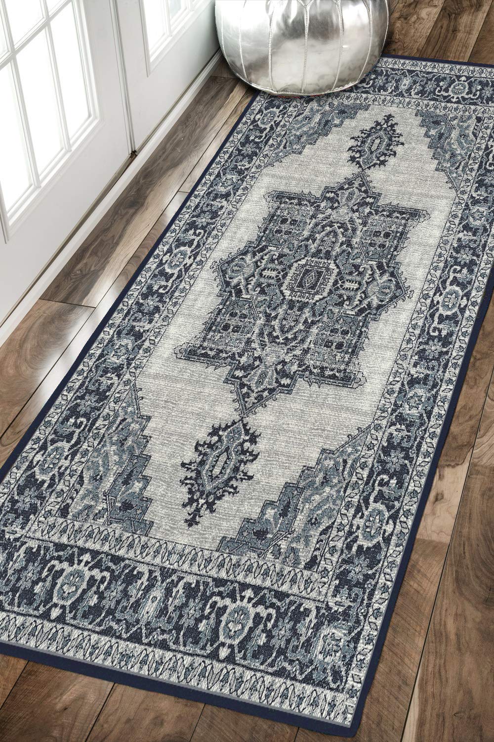 Status Contract 3D Printed Perfect Rugs for Living Area | Rug and for Bedroom |Rug and for ining Table Rug Floor with Anti Slip Backing (22 x 55, Kashmiri Grey) (B08L6N11TY) Amazon Price History, Amazon Price Tracker