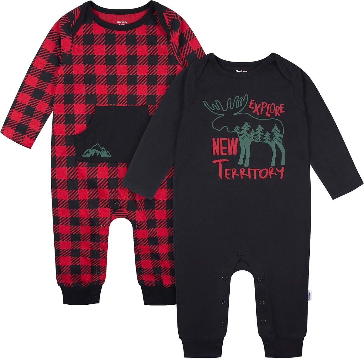 Gerber Mono de manga larga para bebé niño, paquete de 2