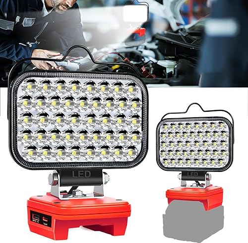 Luz de trabajo inalámbrica para batería Milwaukee M18 de 18 V, reflector inalámbrico portátil de 27 W 2400 lm con puerto de carga rápida USB B y