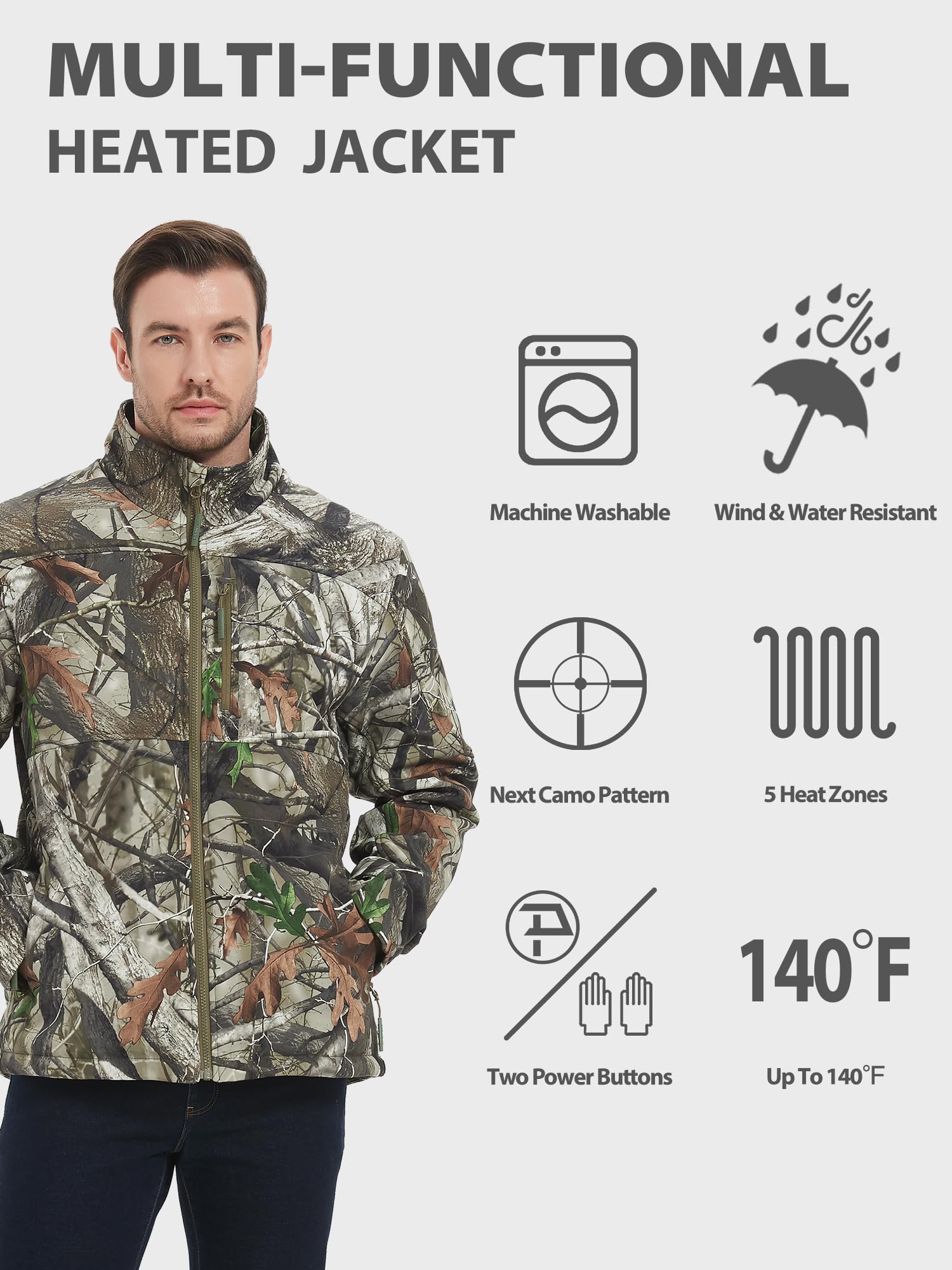 PTAHDUS Mens Heated Jacket Soft Shell