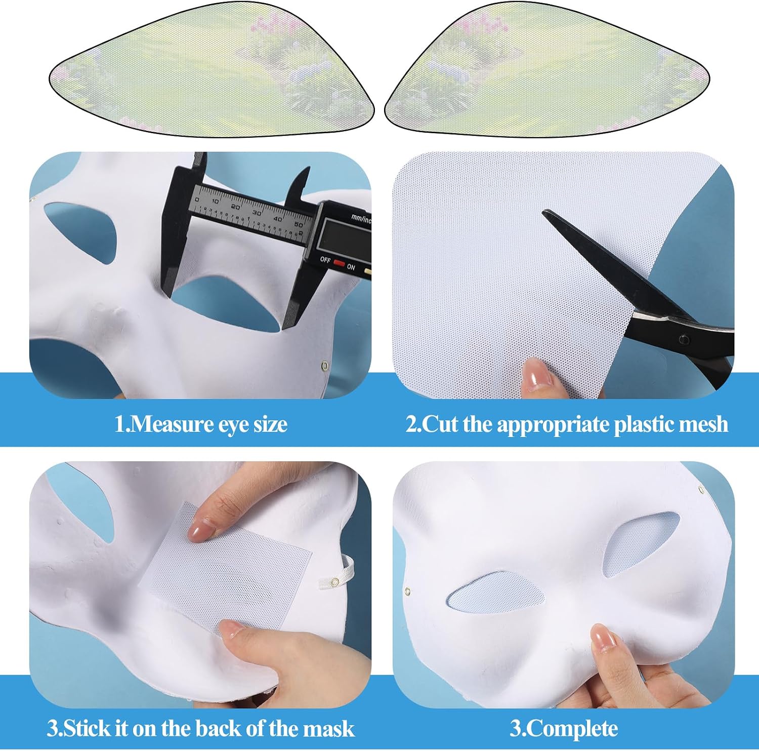 5 Sheets Fursuit Eye Mesh, 0.5mm White Buckram Fabric Mesh for Mask, Costume, Cosplay Props, Handicrafts Making