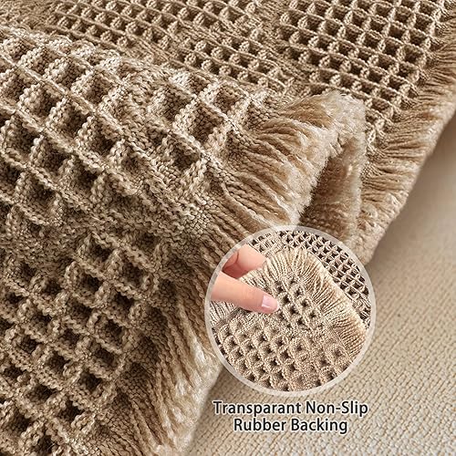 Miniatura 6 de ZALL Tapete de baño de punto gofre, súper absorbente, antideslizante, color marrón, 18 x 30 pulgadas, diseño de diamante geométrico, lavable a