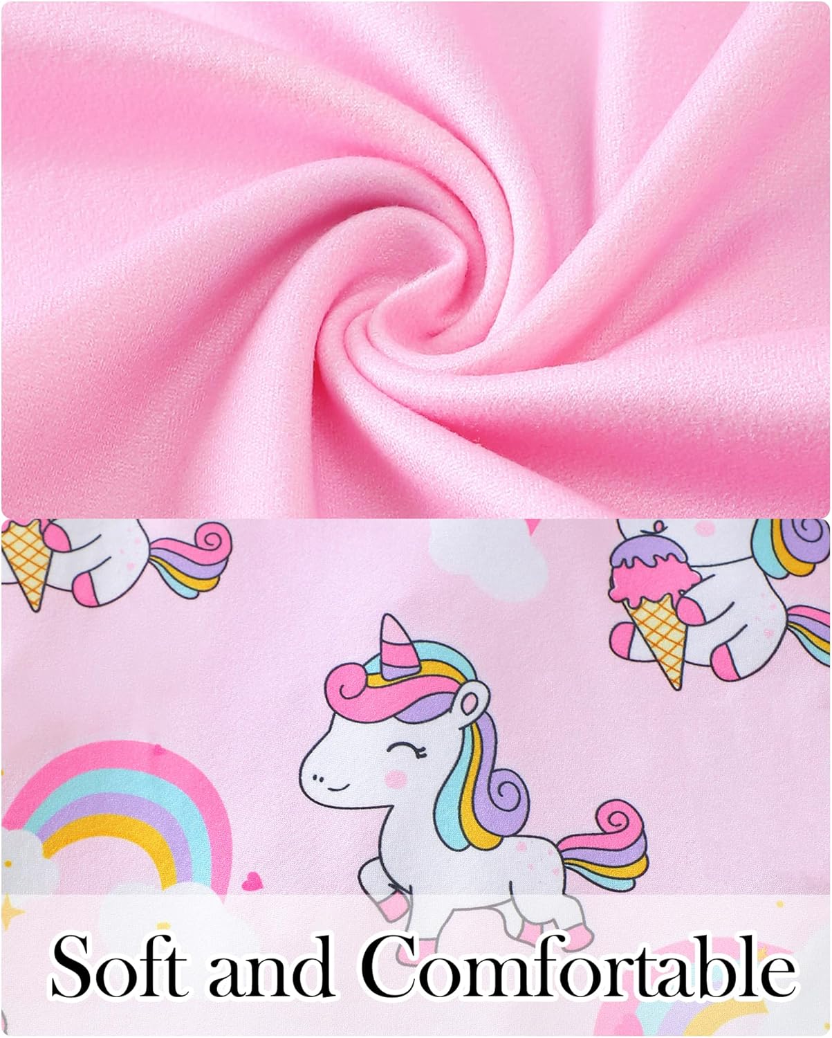 Girls Long Sleeve Dress: 2-Pack Soft Ribbed Ruffles Unicorn Print Toddler Girl Dresses for Casual Birthday Party 2-7Y - Image 6