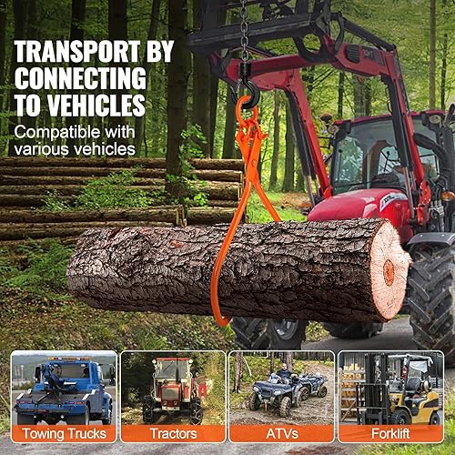 Miniatura 5 de VEVOR Pinzas de deslizamiento de troncos, Pinzas de elevación de troncos de 2 garras de 32 pulgadas, Pinzas de deslizamiento de madera de acero
