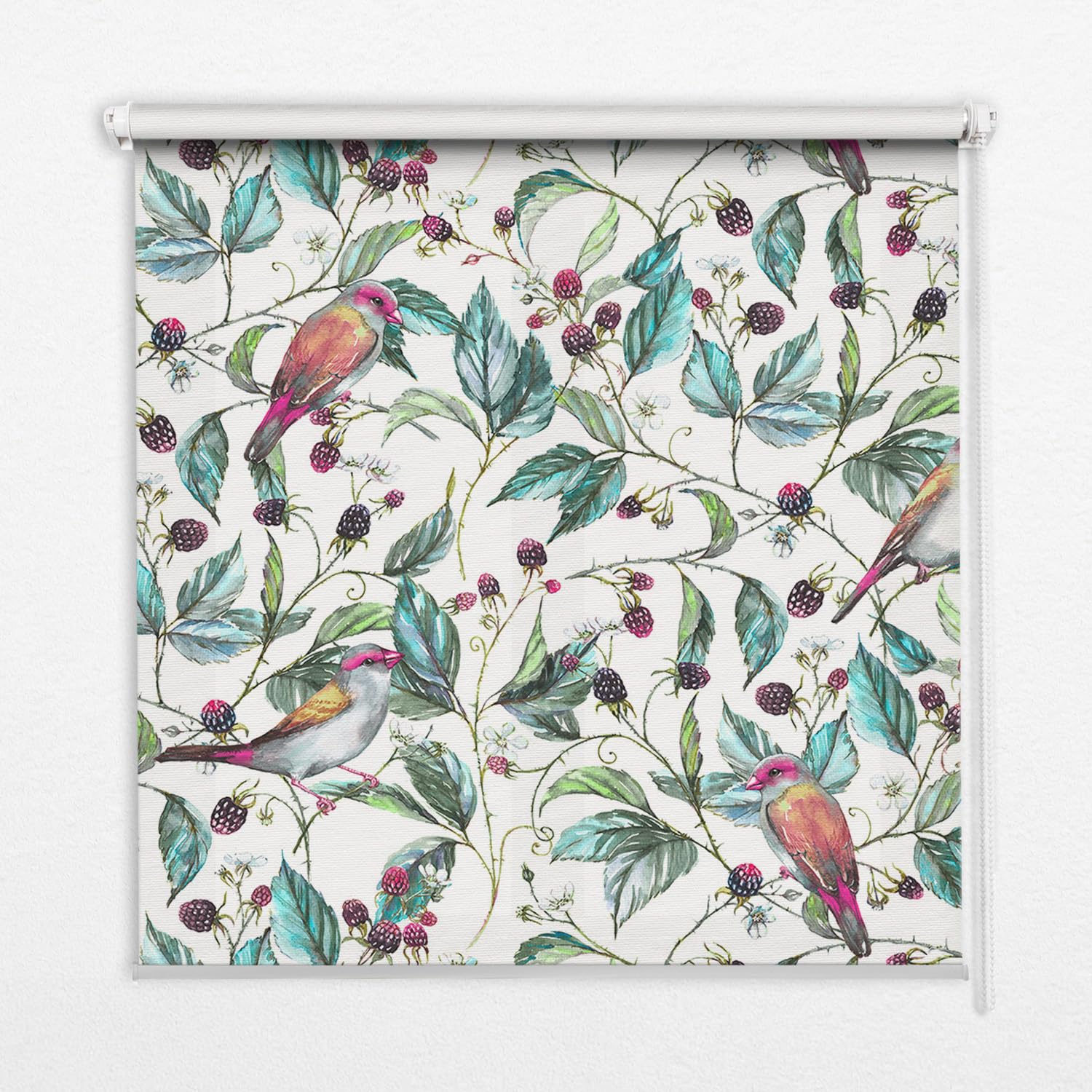 Store enrouleur 130x240cm perméable Tulup store intérieur sans perçage feuilles bleues
