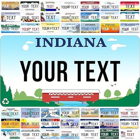 Indiana Custom Metal License Plate by DC - Heavy Duty Tag Plate Frame Compatible with Car, Motorcycle, Bicycle & Kids Toy Car | Waterproof License Plate Frames for USA - Multiple Sizes | Made in USA