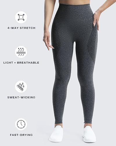 Miniatura 4 de Aoxjox - Leggings de entrenamiento sin costuras para mujer, con contorno de sonrisa, cintura alta, pantalones de yoga atléticos, mallas de 26
