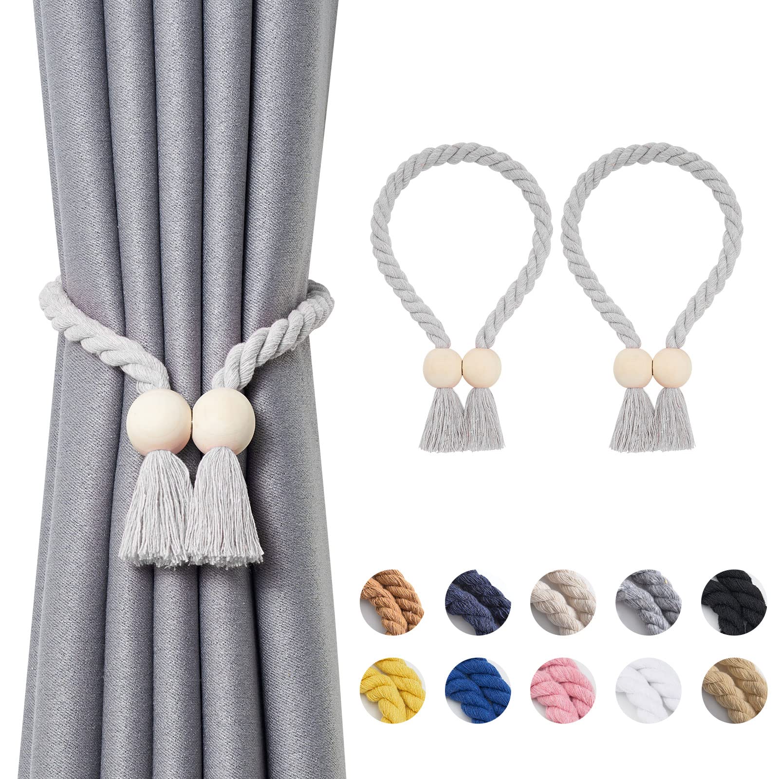 Embrasses De Rideaux Magnétiques LEMLIN – 2 Pièces, Sans Perçage, Réglables, Couleur Beige Naturel - 10