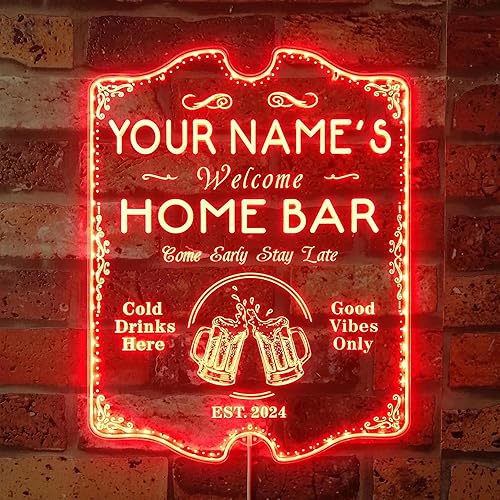 Miniatura 40 de ADVPRO Letrero de neón LED de un solo color personalizado con tu nombre para bar casero de cerveza con año de establecimiento 16 x 12 pulgadas