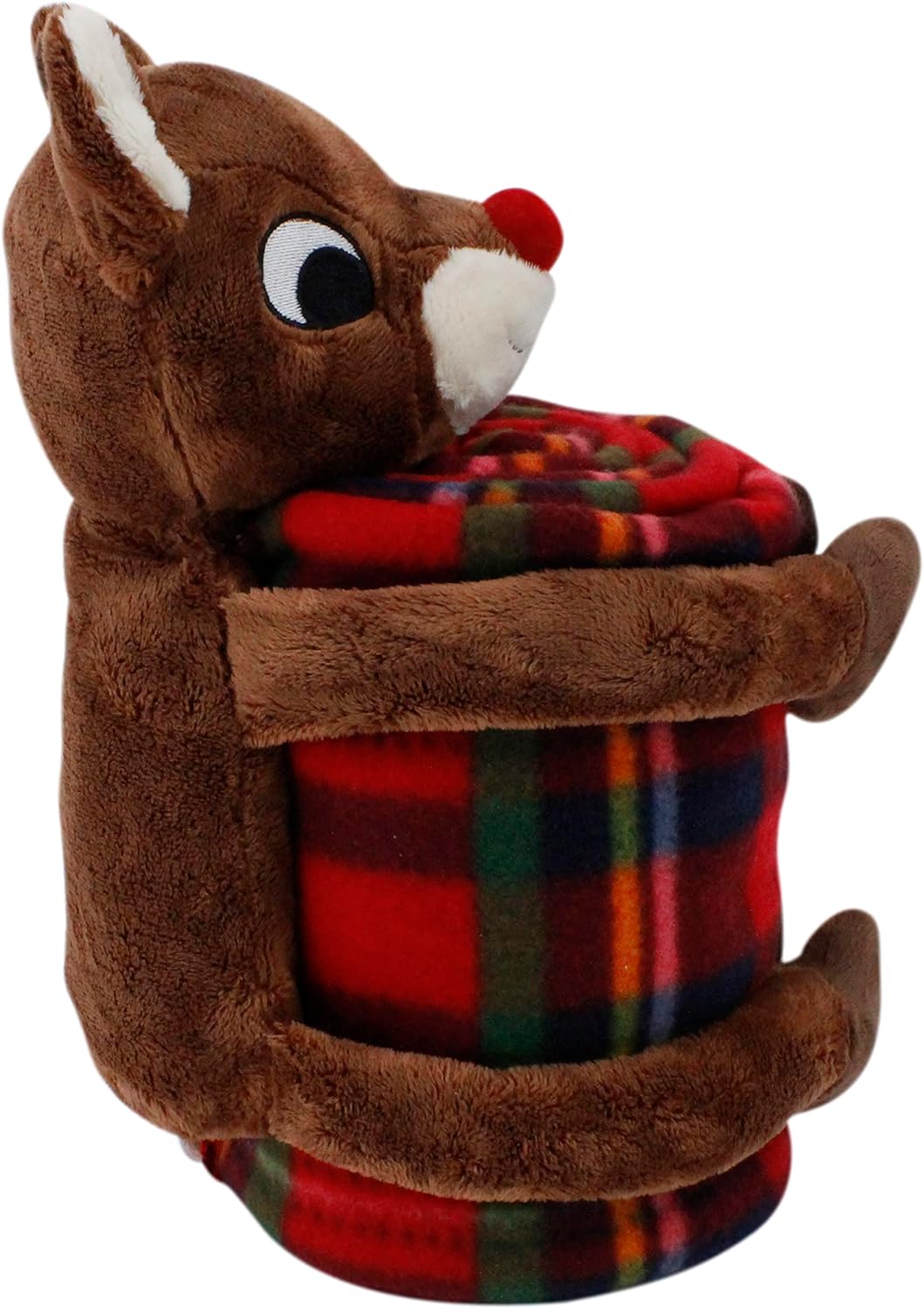 Rudolph The Red-Nosed Reindeer | 13" Holiday Rudolph with 50" x 60" Blanket | Officially Licensed Collectible Plush and Throw Bundle Brown