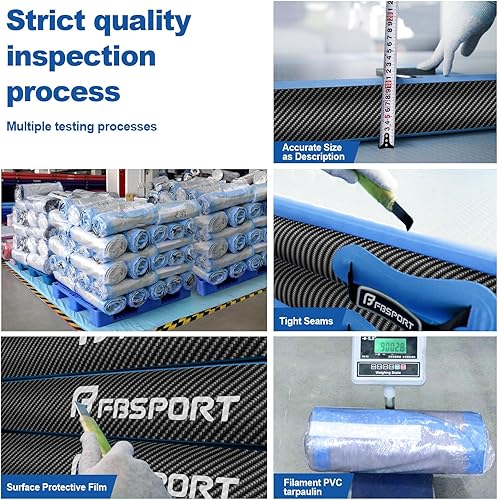 Miniatura 6 de FBSPORT - Colchonetas inflables de entrenamiento de 4 u 8 pulgadas de grosor, pistas de gimnasia para uso en el hogar, animadoras, yoga, Negro,Negro