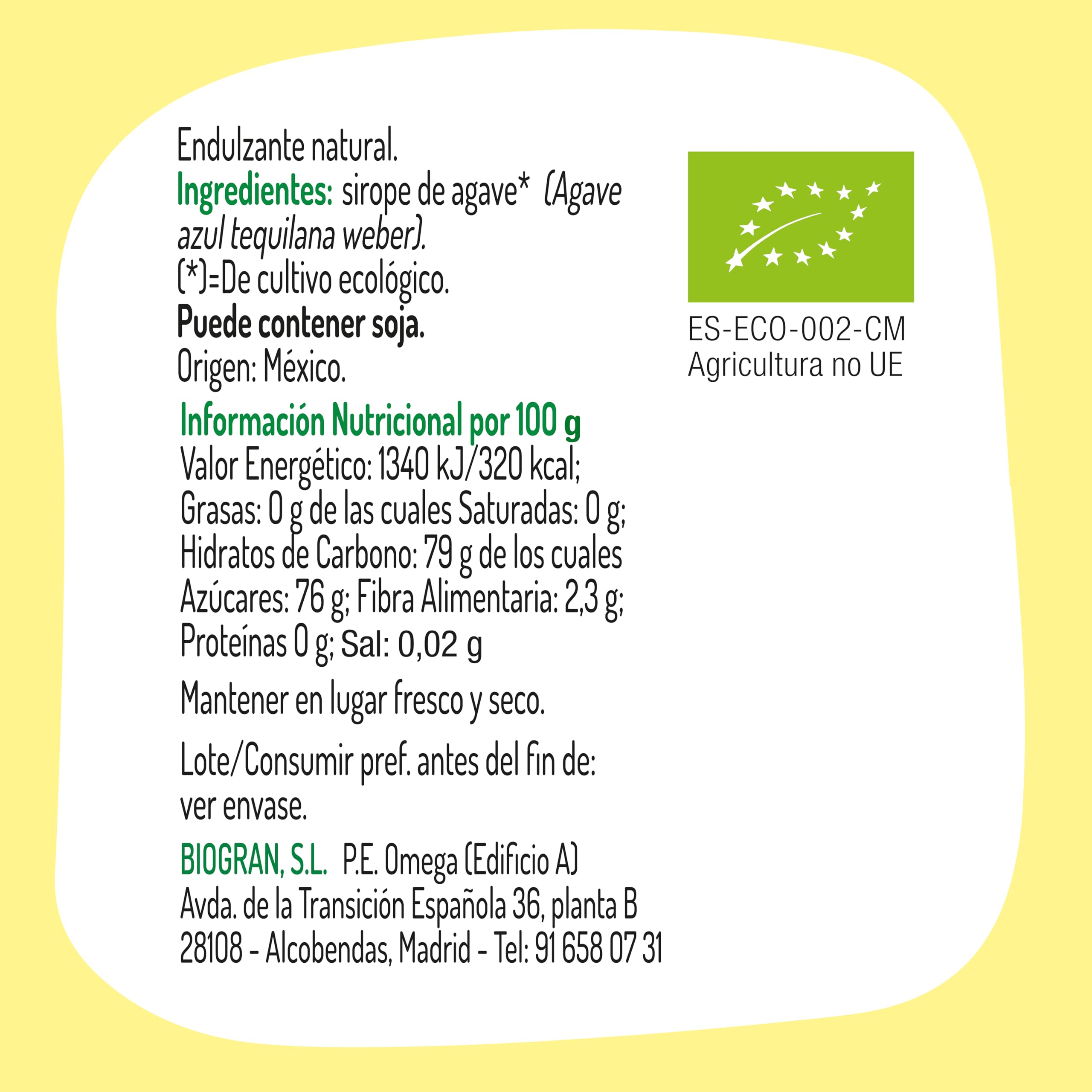 Sirope de Agave El Granero Integral 690 g Alternativa al Azúcar Refinado Bajo Índice Glucémico Vegano