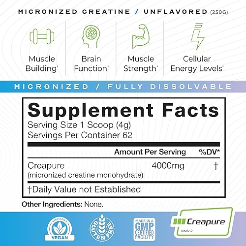 Miniatura 4 de Muscle Feast Creapure - Polvo de monohidrato de creatina micronizado  Pre-entrenamiento o post-entrenamiento, premium  Creatina para mujeres y