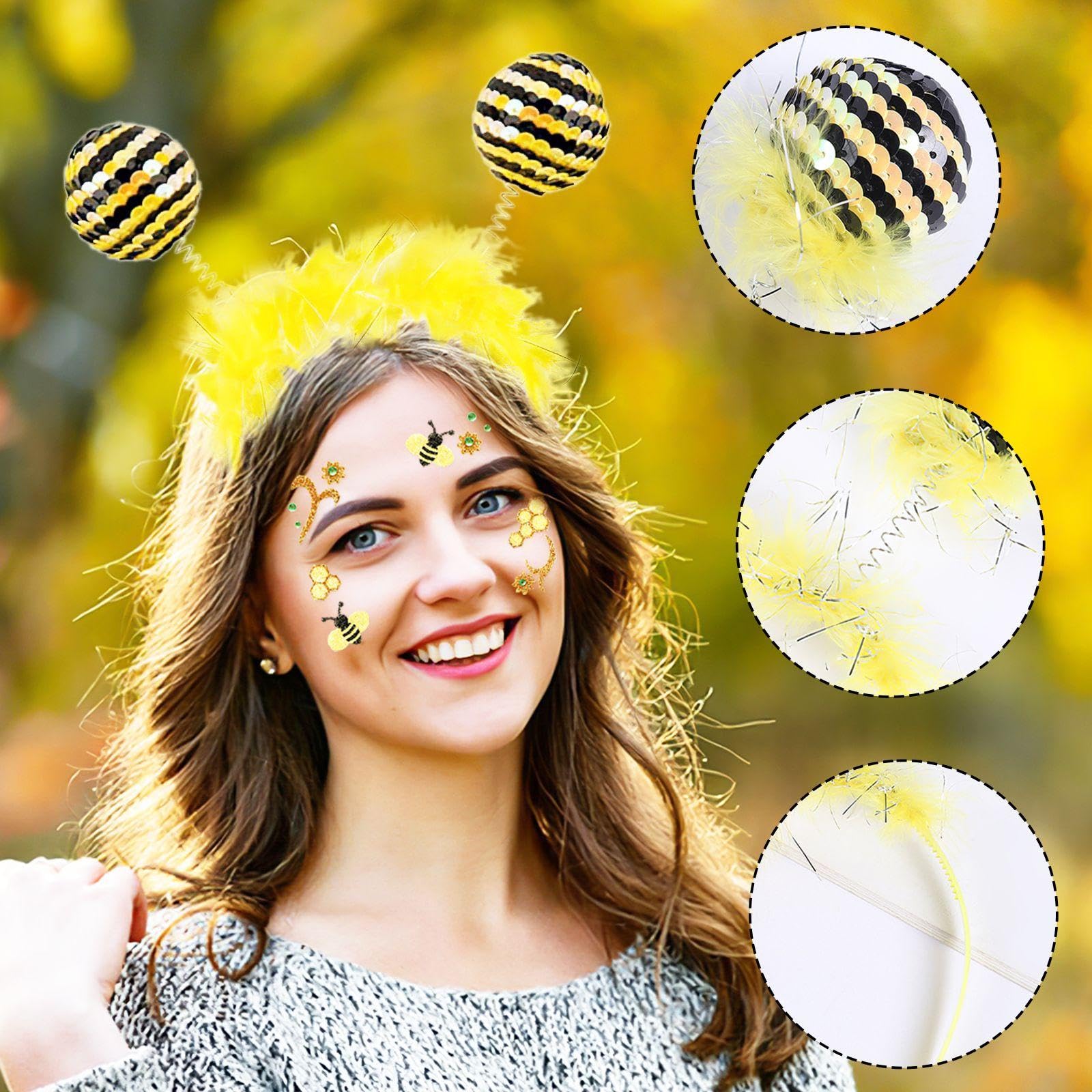 1 Fascia per Api E 1 Adesivo per Il Viso, Oggetti di Scena, Accessori Cosplay, Accessori per Costume da Ape.