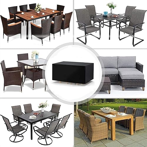 Miniatura 7 de Fundas impermeables para muebles de jardín al aire libre, 43 x 31 x 31 pulgadas (largo x ancho x alto), color negro, 420D, Oxford, a prueba de
