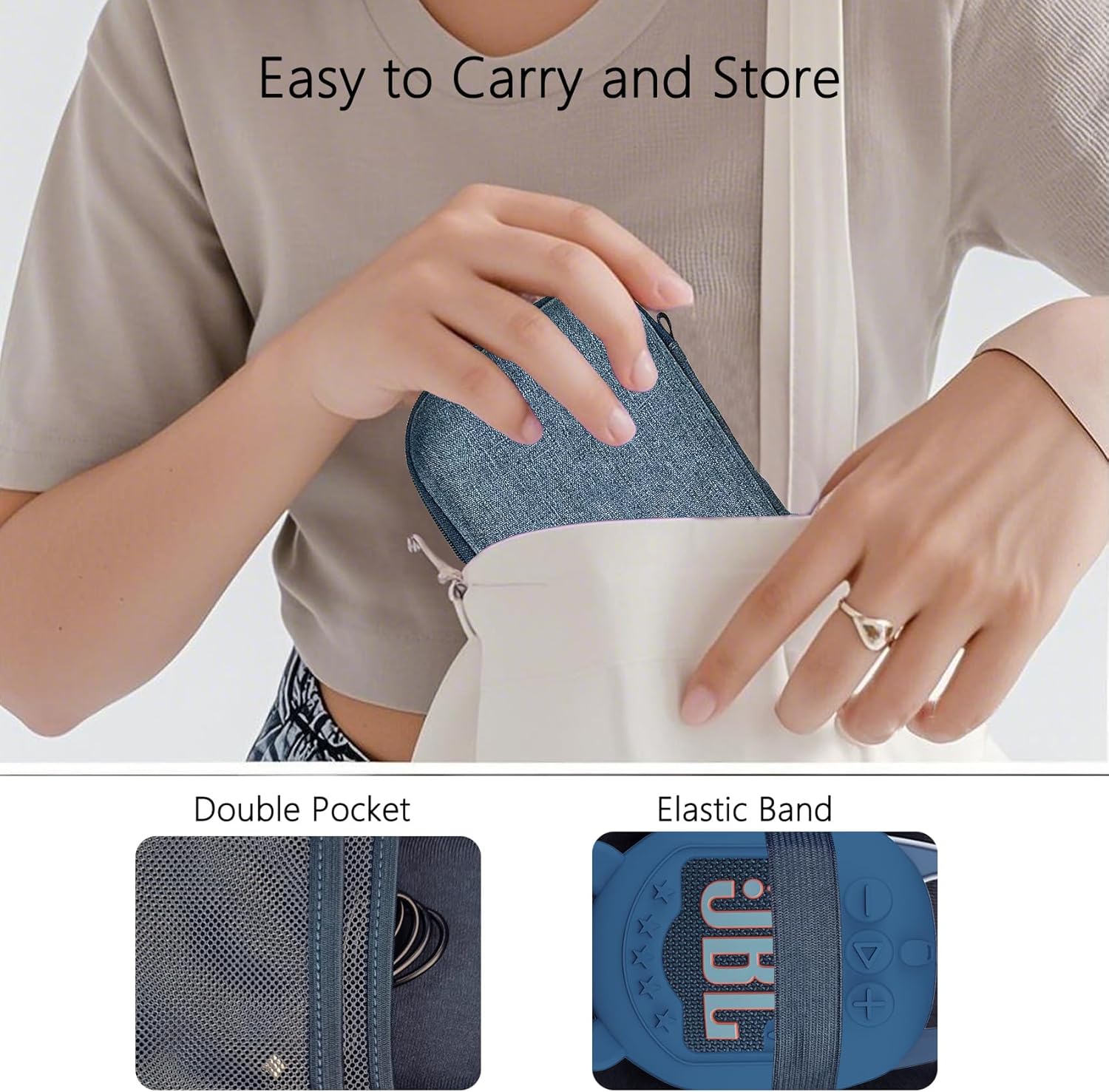 Silicone Cover and Hard Carrying Case for JBL Clip 5 Portable Bluetooth Speaker, Protective Storage Bag Holder for JBL Clip 5 Speaker Accessories (Blue) - Image 4