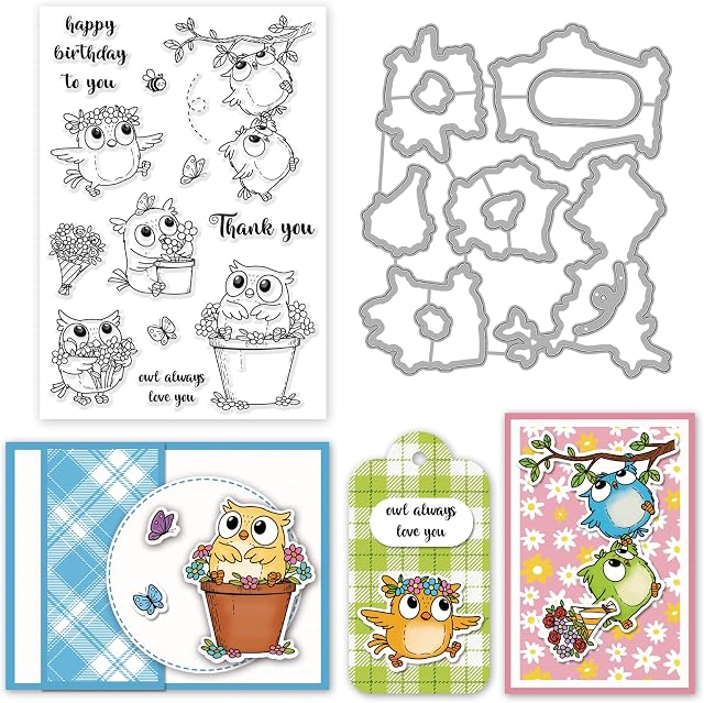 INFUNLY Flowers Birds Clear Stamps Easter Silicone Words Clear Stamps Transparent Rubber Stamp and Die Sets for DIY St. Patrick's Day Scrapbooking Photo Album Crafts Decorations