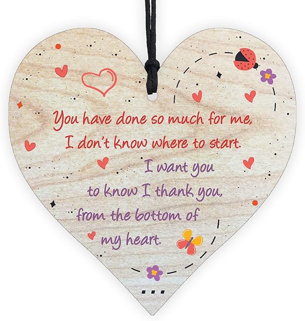 Resmoni You Have Done So Much For Me, I Thank You From The Bottom Of My Heart - Handmade Wooden Perfect Hanging Heart Plaque-Sign Gift for Your Best Friendship