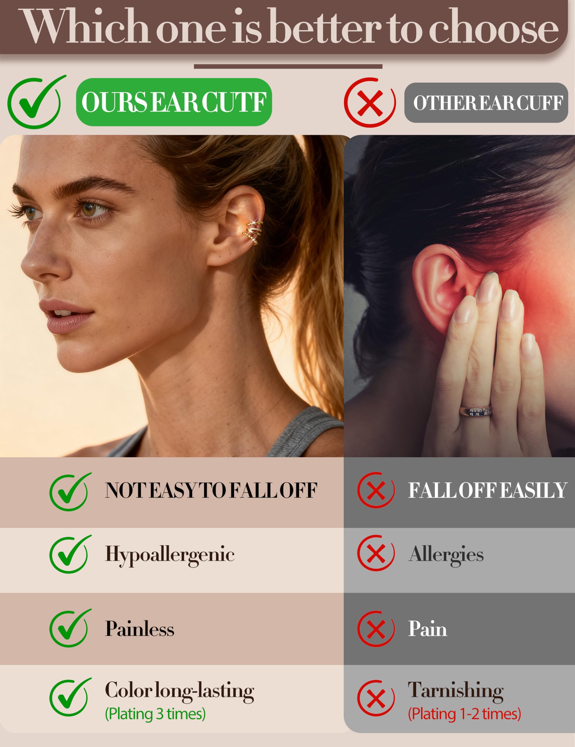 9PCS Ear Cuffs Earrings for Women Non Piercing 14K Gold Plated - Hypoallergenic Adjustable Ear Cuffs Trendy Non Tarnish Clip on Cartilage Fake Earring Stacks Wrap Jewelry