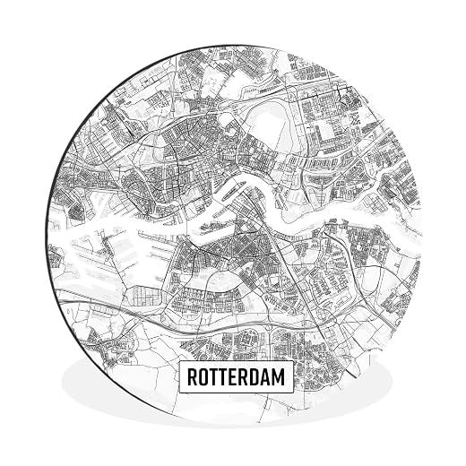 MuchoWow Wall Circle - Wall Circle - City Map Rotterdam