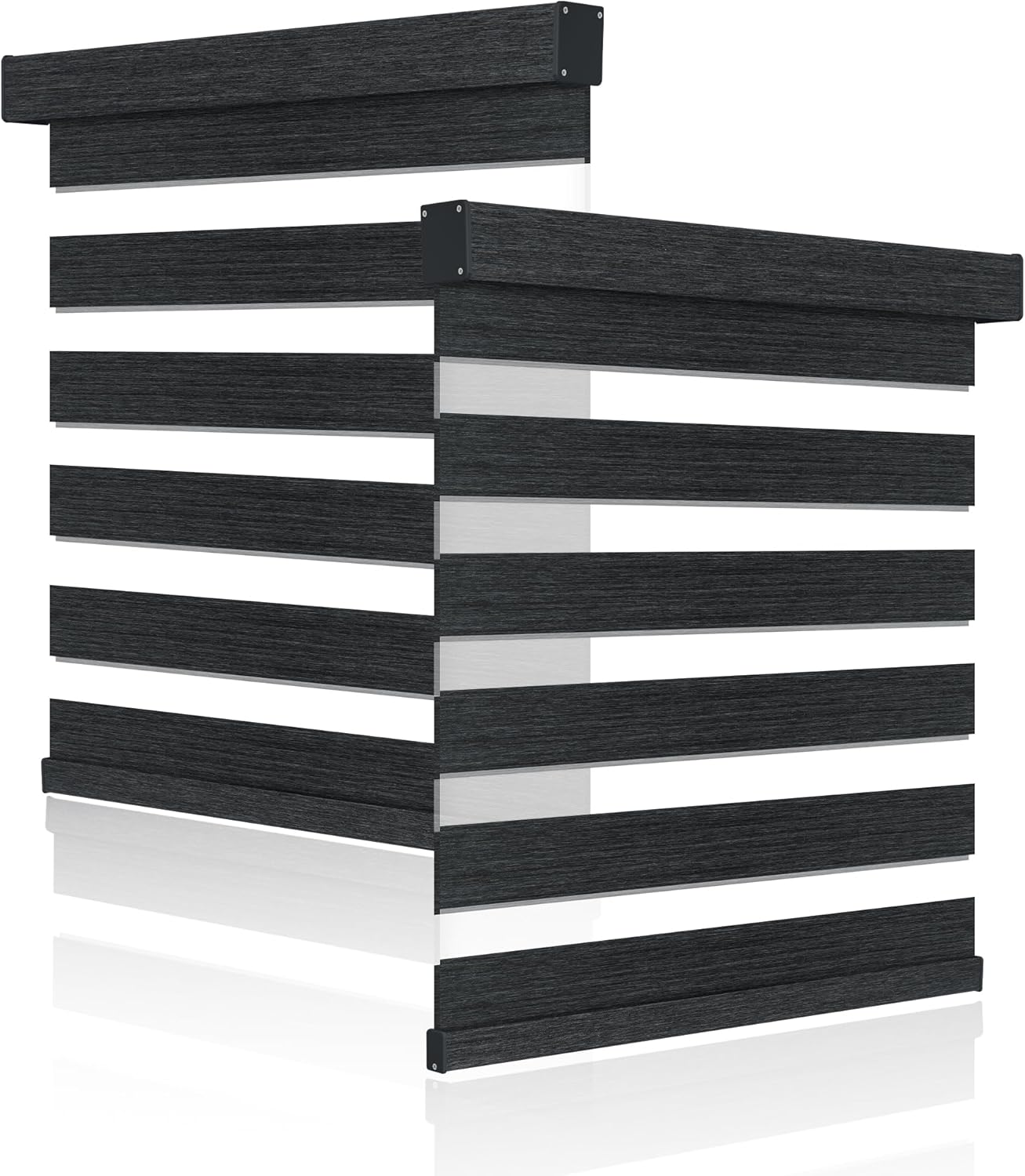 Boolegon Custom Size Zebra Blinds for Windows Shades,Blackout Cordless Zebra Roller Blinds,Textural Privacy Light Control for Day and Night,Easy to Install, Black,Costom Size
