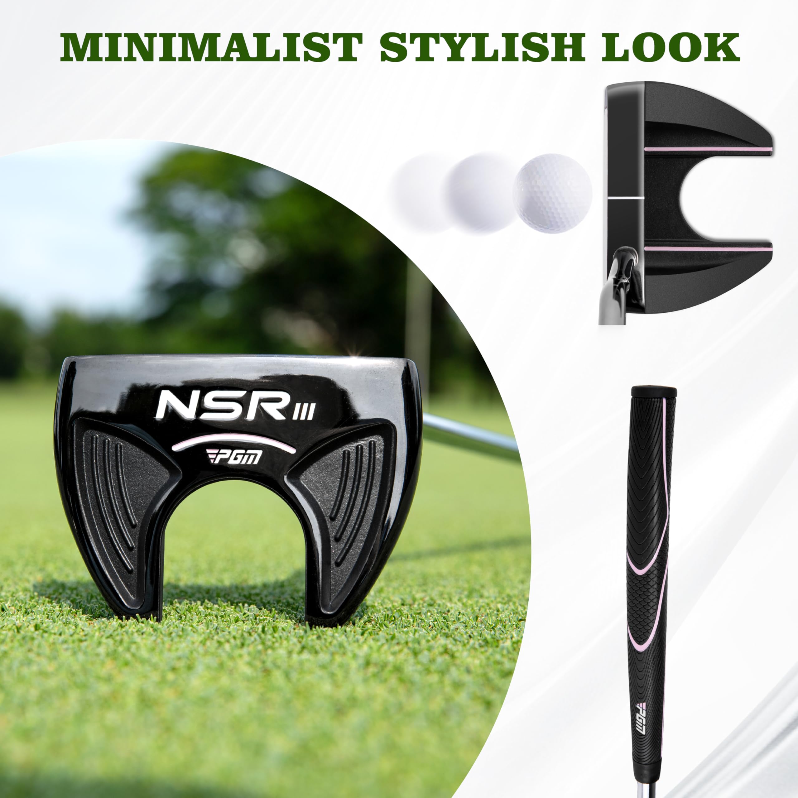 PGM 83.8 cm Golf Putter für Wonmen Rechtshänder mit Schlägerhaube, Ausrichtungshilfe High Moi Mallet Putter Golfschläger für Geradere Putts TUG041