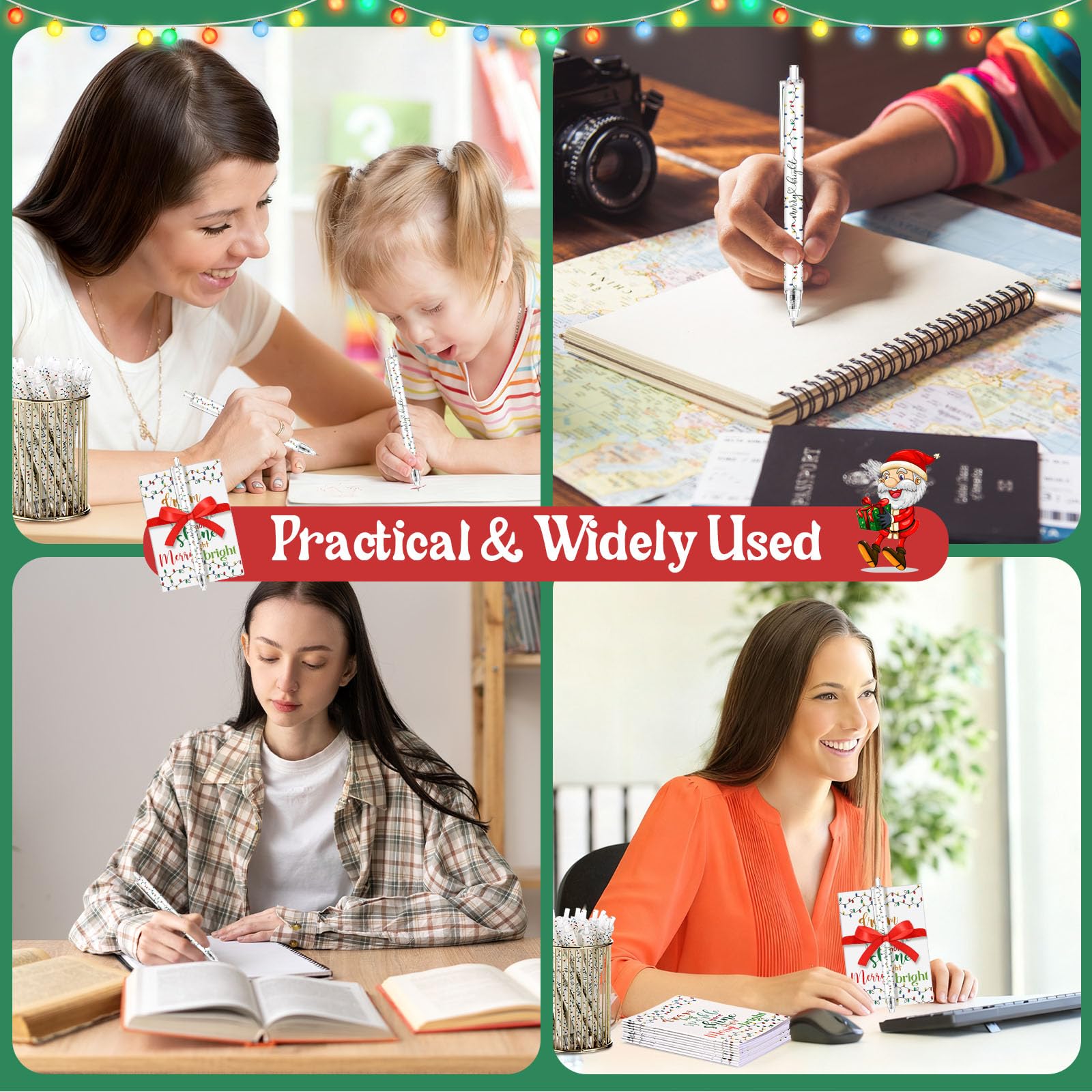 Sayglossy 24 Sets Weihnachtslichter, Partygeschenke, Taschennotizbücher mit Kugelschreiber, inspirierende Geschenke für Kollegen, Mitarbeiter, Lehrer, Freunde, Bürobedarf