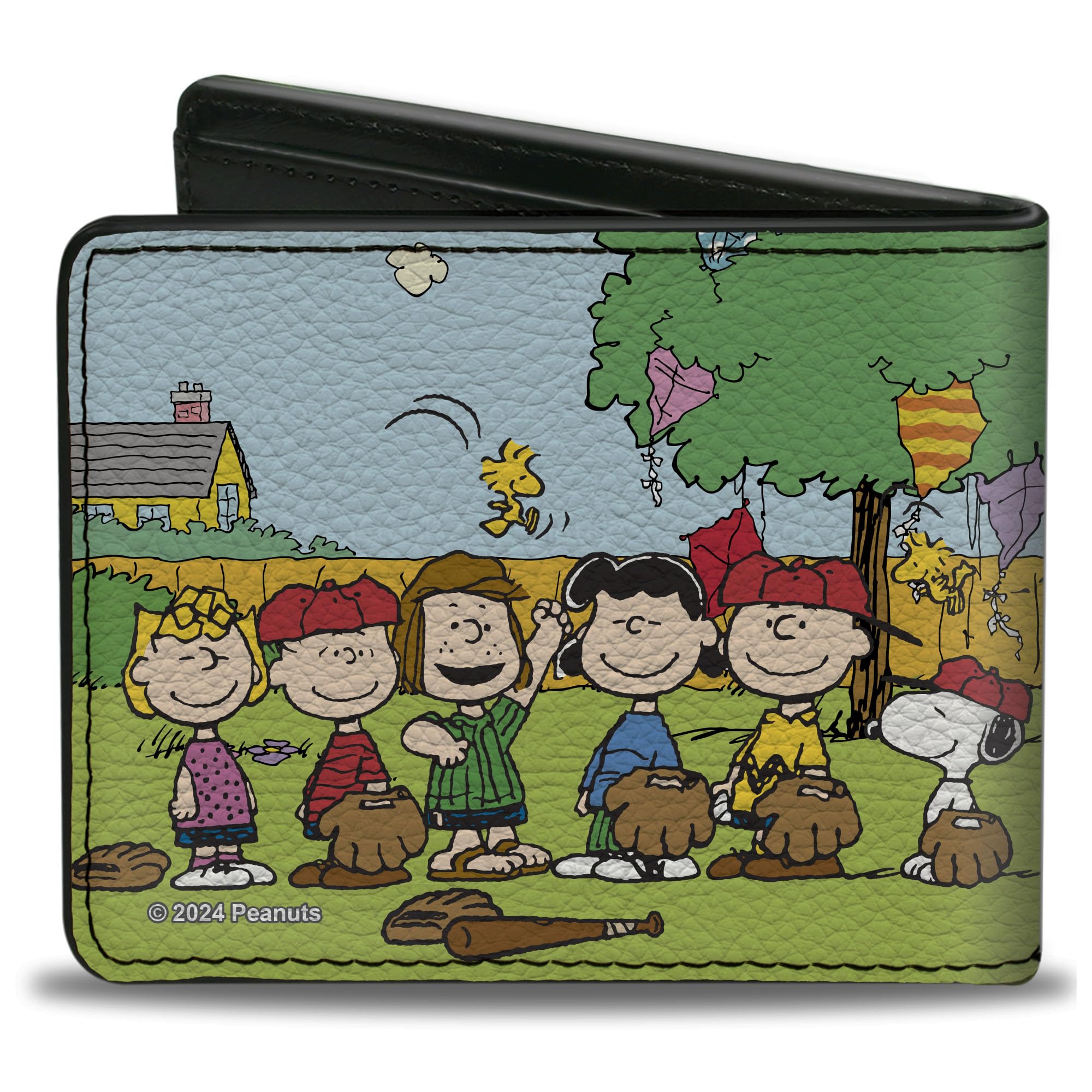 Buckle-Down Peanuts Wallet, Bifold, Peanuts Gang Backyard Baseball Group Pose, Vegan Leather