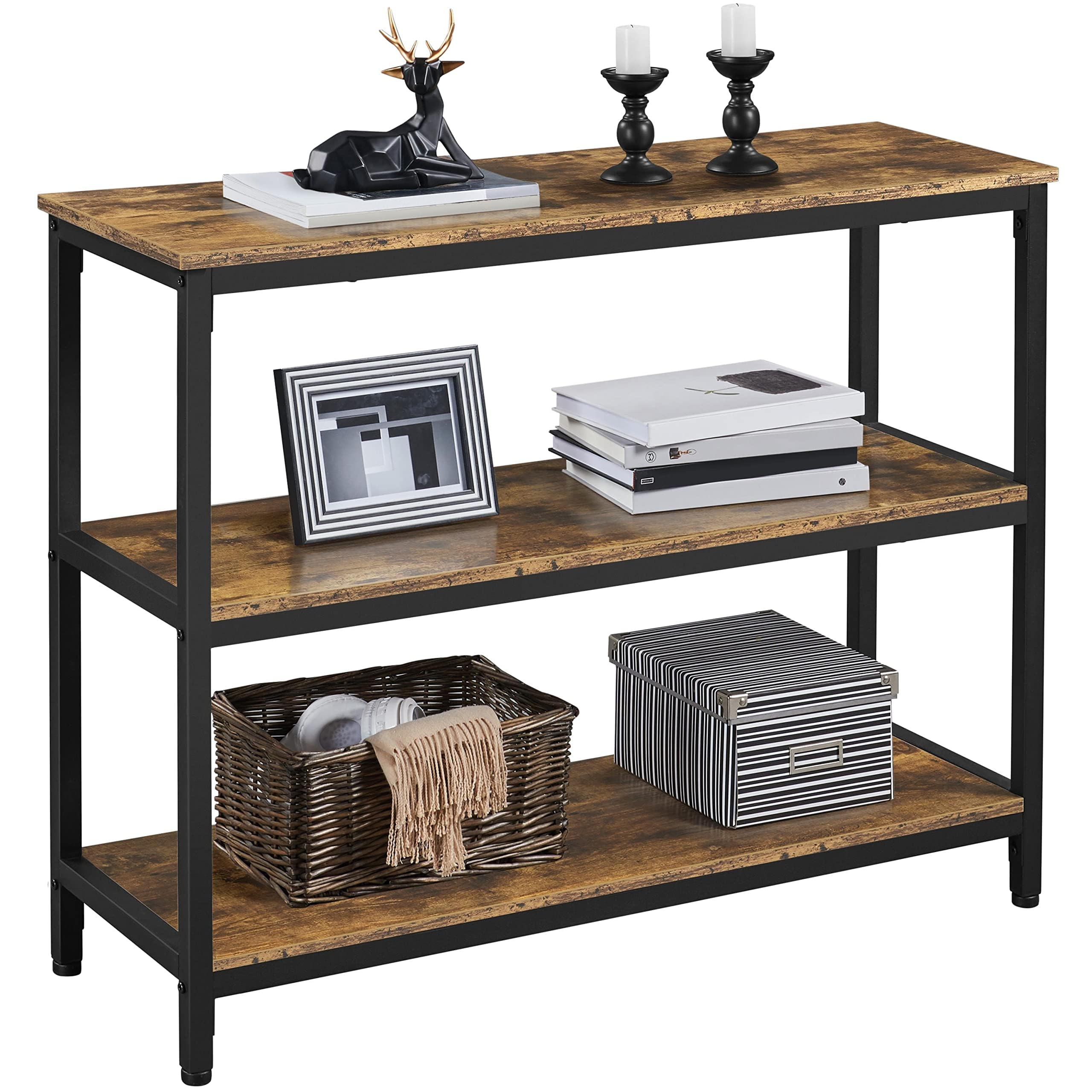 Yaheetech Muebles Recibidor de Entrada Mesa de Consola Recibidor de Industrial Aparador Auxiliar de Tres Niveles para Salón Pasillo 101x35x80 cm