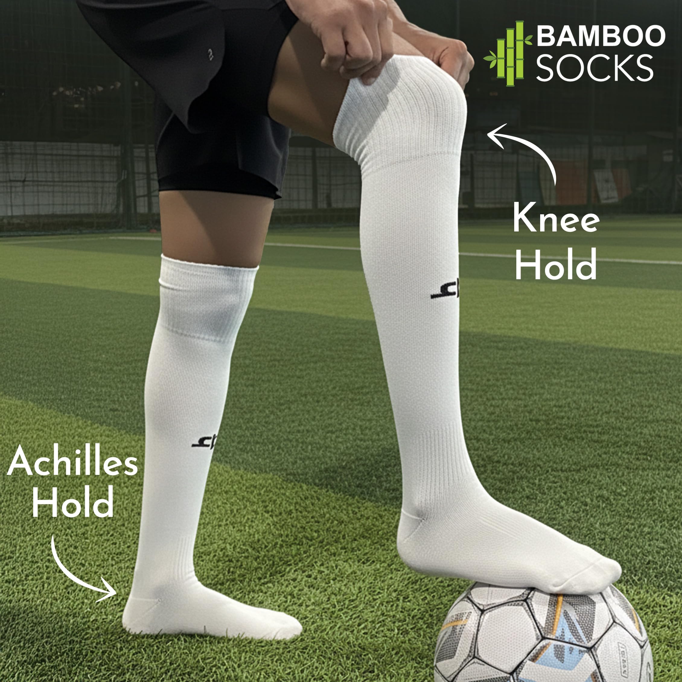 HEELIUM Bamboo Football Socks for Men & Women | Odour Free, Superior Grip & Cushioned Base | 3X Softer than Cotton Stockings 1