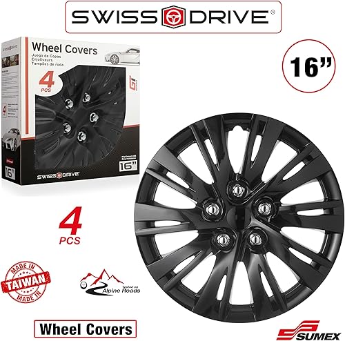 Miniatura 6 de Juego de 4 tapacubos de repuesto para Toyota  Cubierta de anillo Nardo negro y plateado, tapas de cubo de rueda de automóvil, fáciles de instalar,