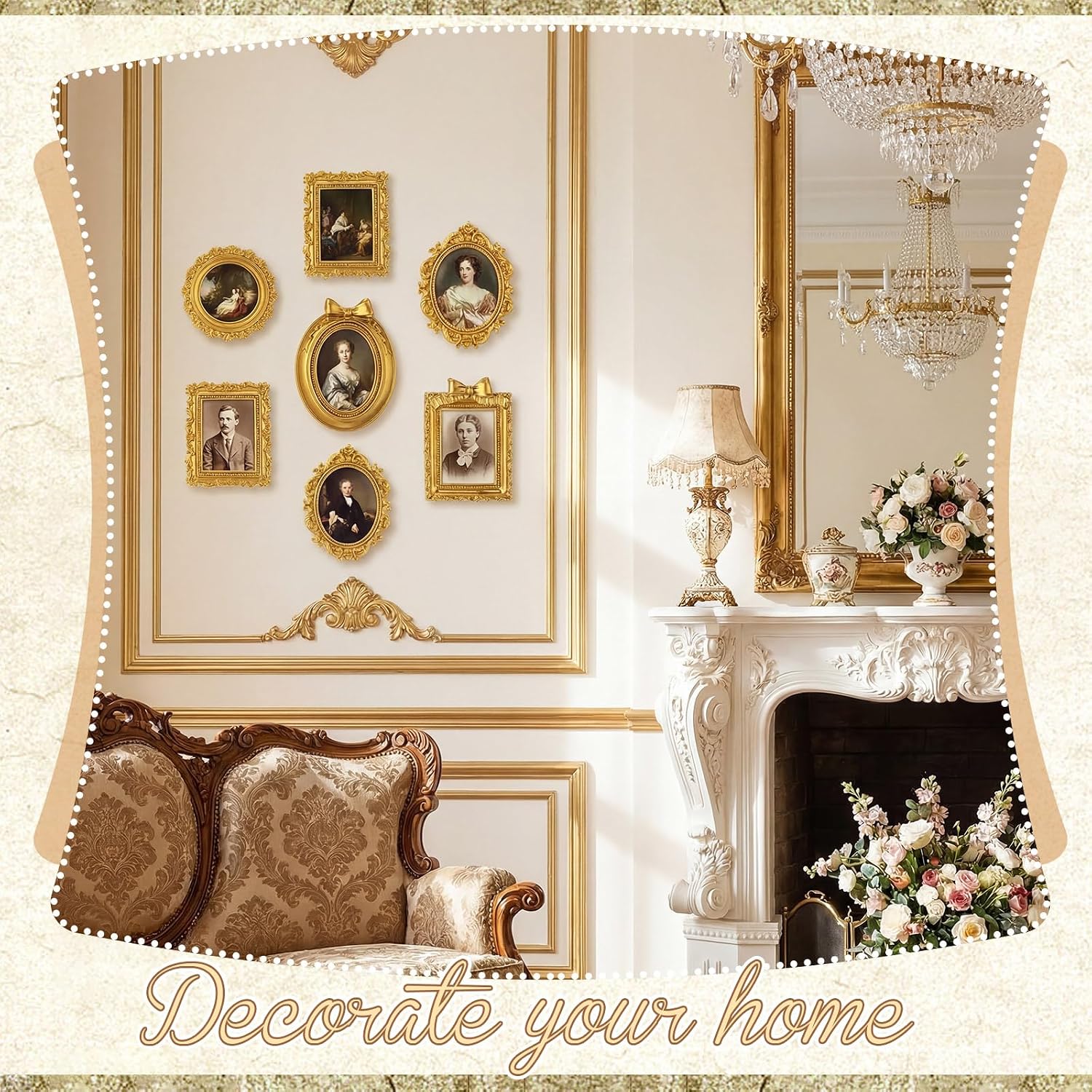 Lineshading 10 Pcs Mini Gold Picture Frames Vintage Small Resin Photo Frames Bulk Ornate Baroque Decor for Table Top, Jewelry Display, Refrigerator & Wedding Favors Antique Gold Ornament Set (Antique) image 4