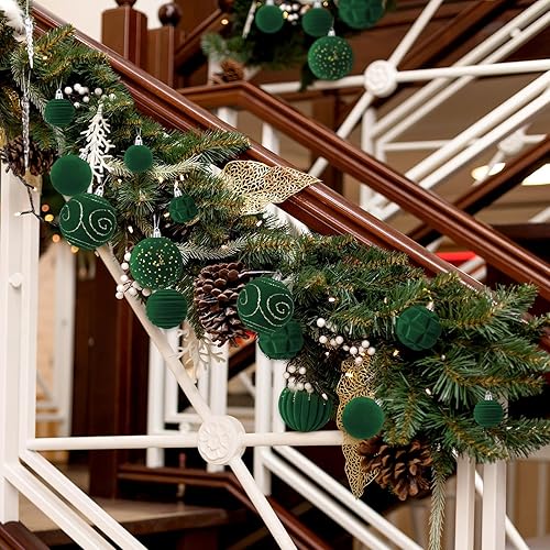 Miniatura 6 de Suzile 18 adornos de terciopelo para árbol de Navidad, bolas de Navidad, bolas de Navidad, adornos colgantes de vacaciones para árbol de Navidad