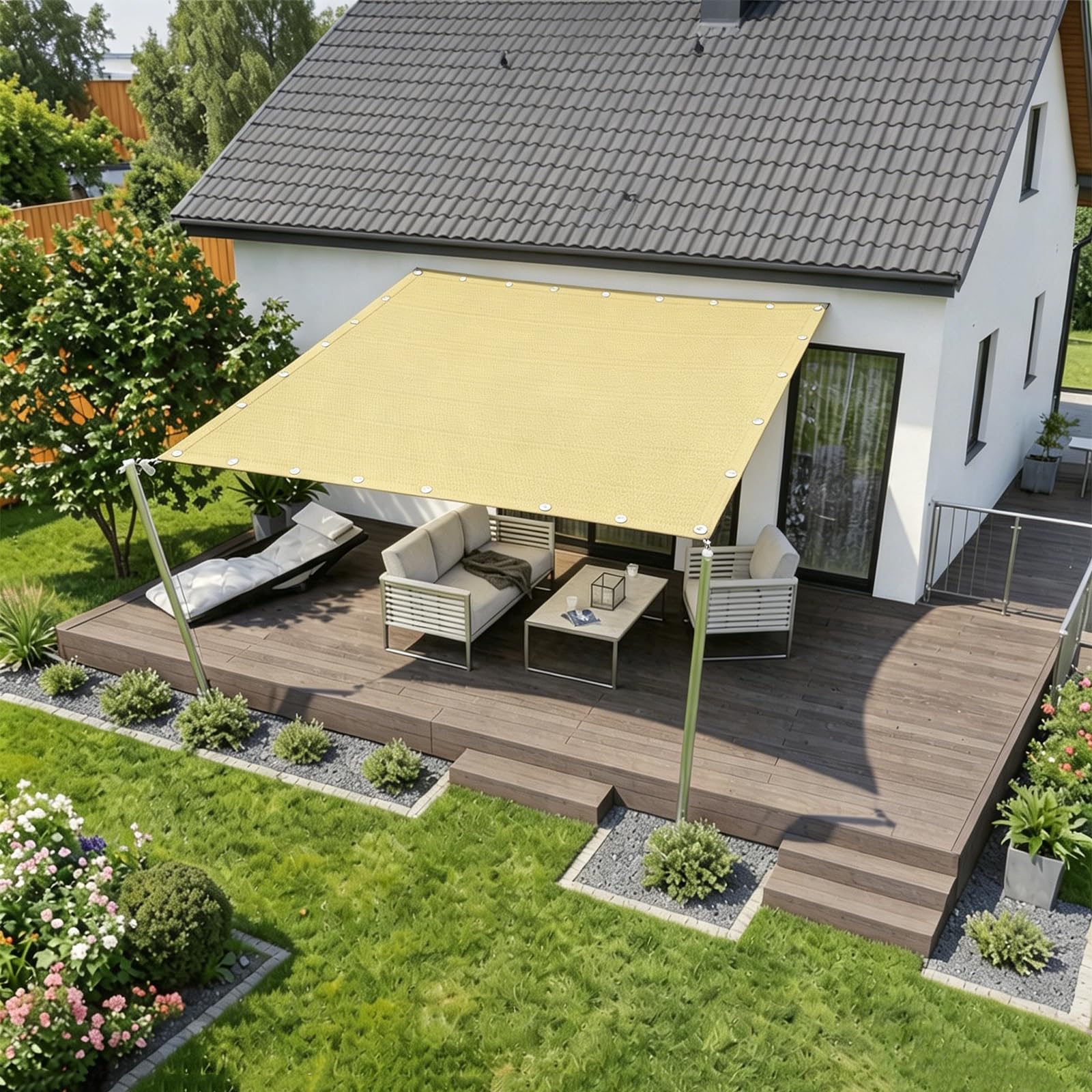 Voile d'ombrage respirante contre poches d'eau toile terrasse ventilée