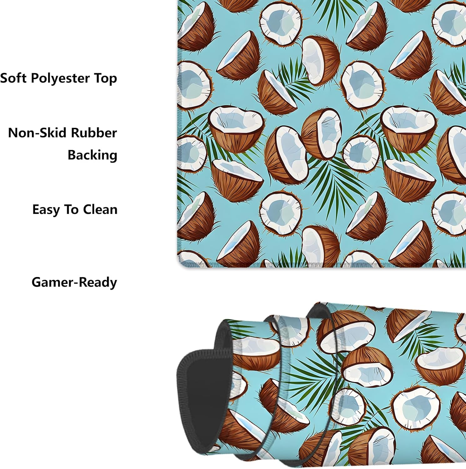 Tropical Coconut Mouse Pad Gifts 31.5" x 11.8", Non-Slip Rubber Base MousePads for Computers Laptop School Office Home Accessories Decor, Mouse Pad, Keyboard Desk Mat image 4