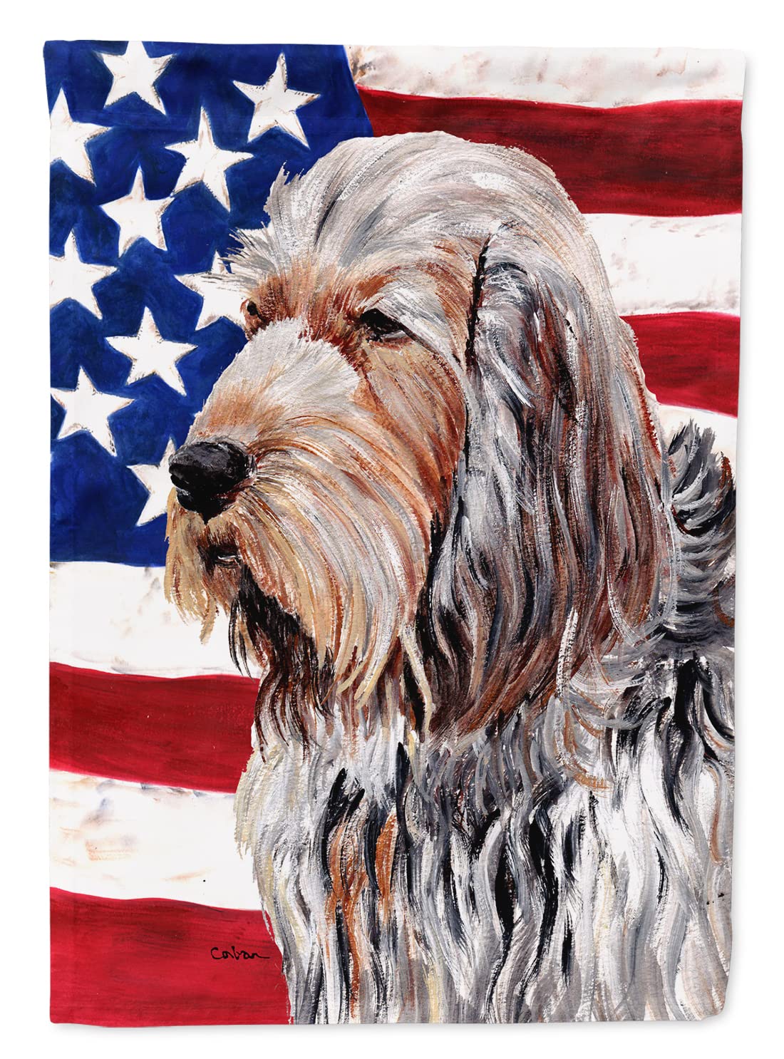 Chien à Loutre drapeau américain USA sur toile décorative grande taille multicolore SC9636CHF