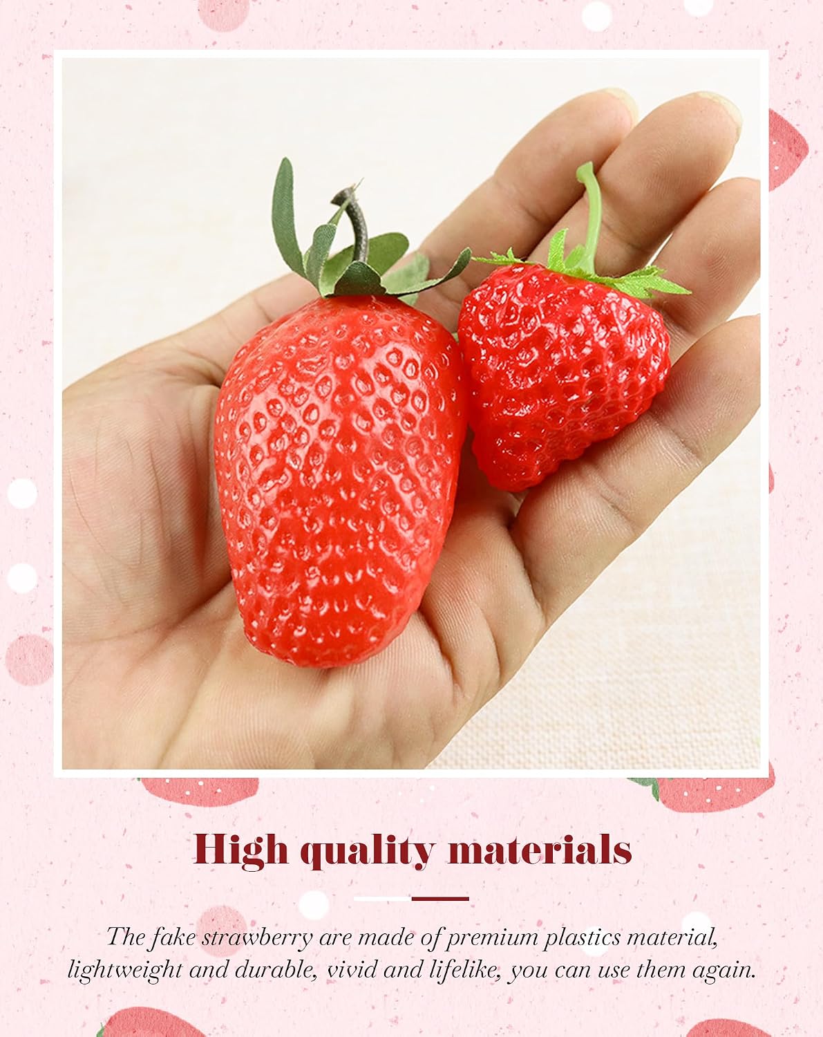 30 Pieces Fake Strawberry Plastic Faux Artificial Strawberries Lifelike Red Strawberries Realistic Decorative Fruit Props for Home Kitchen Party Wedding Photography Decoration, S