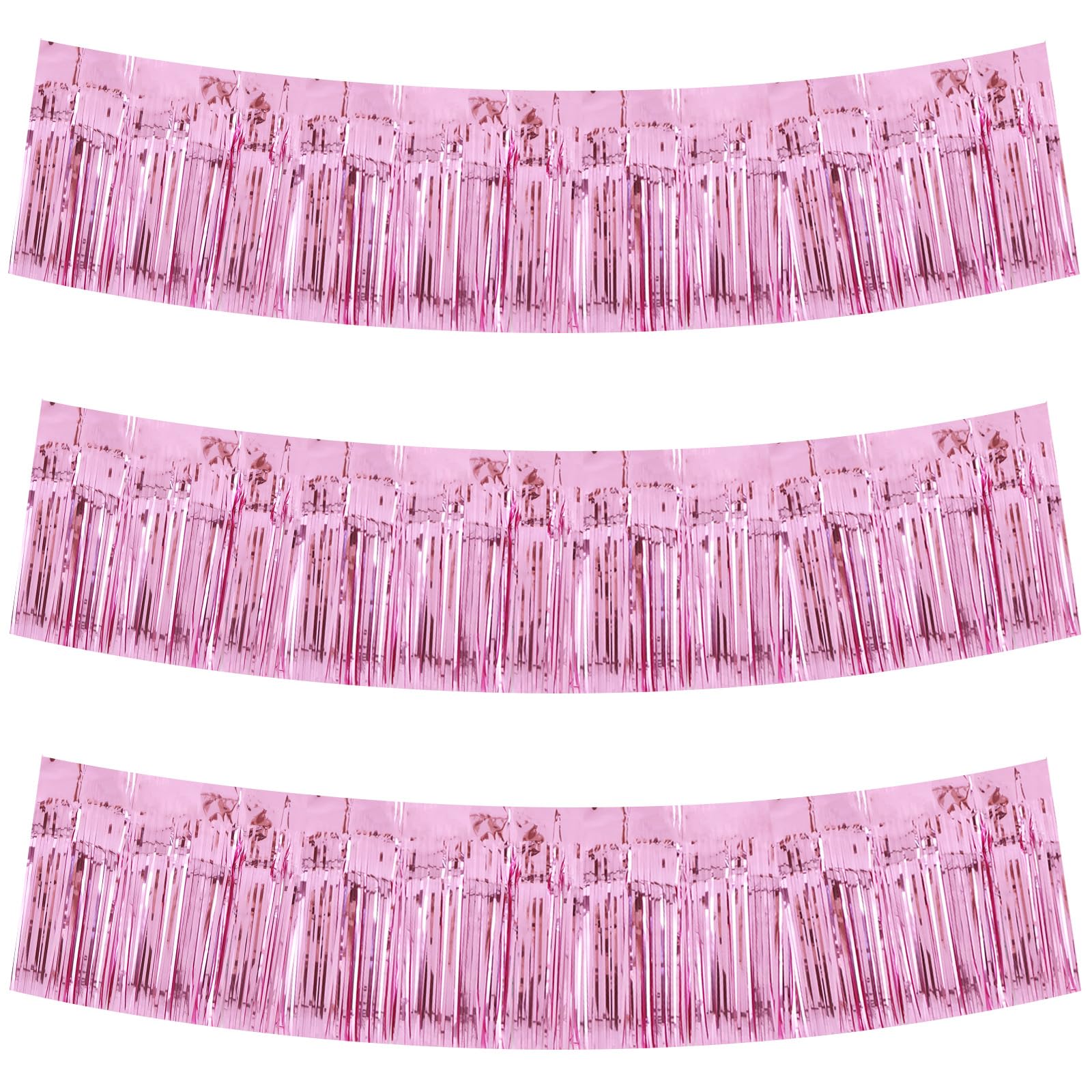 BEISHIDA Pink Fringe Garland Banner 3Pack 30ft Wall Tinsel Foil Streamers