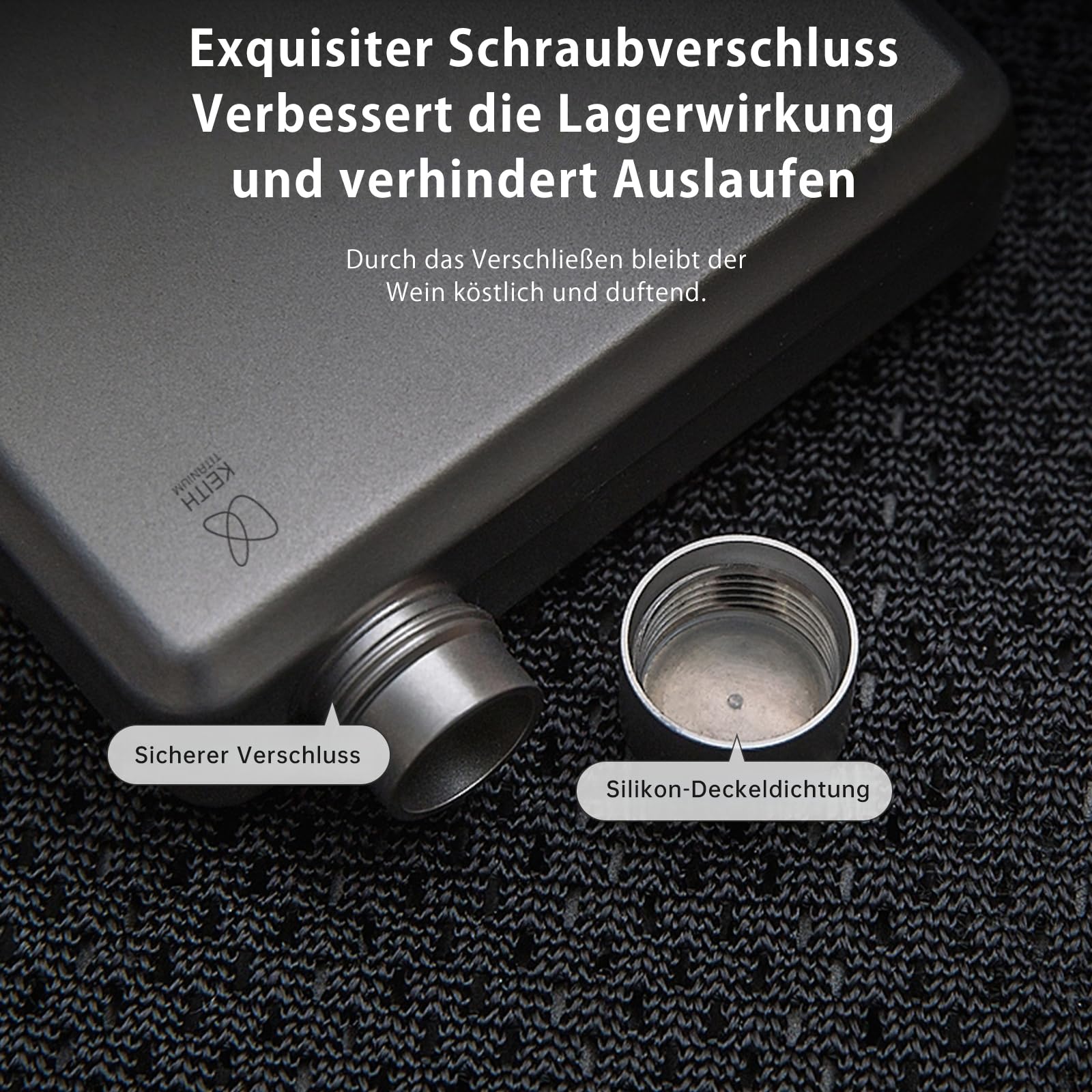 KEITH Titan Flachmann Tragbare Hip Flask klein Wasserflasche für Whisky, Likör und Alkohol mit Trichter, Campingausrüstung (200ml Ti9307)