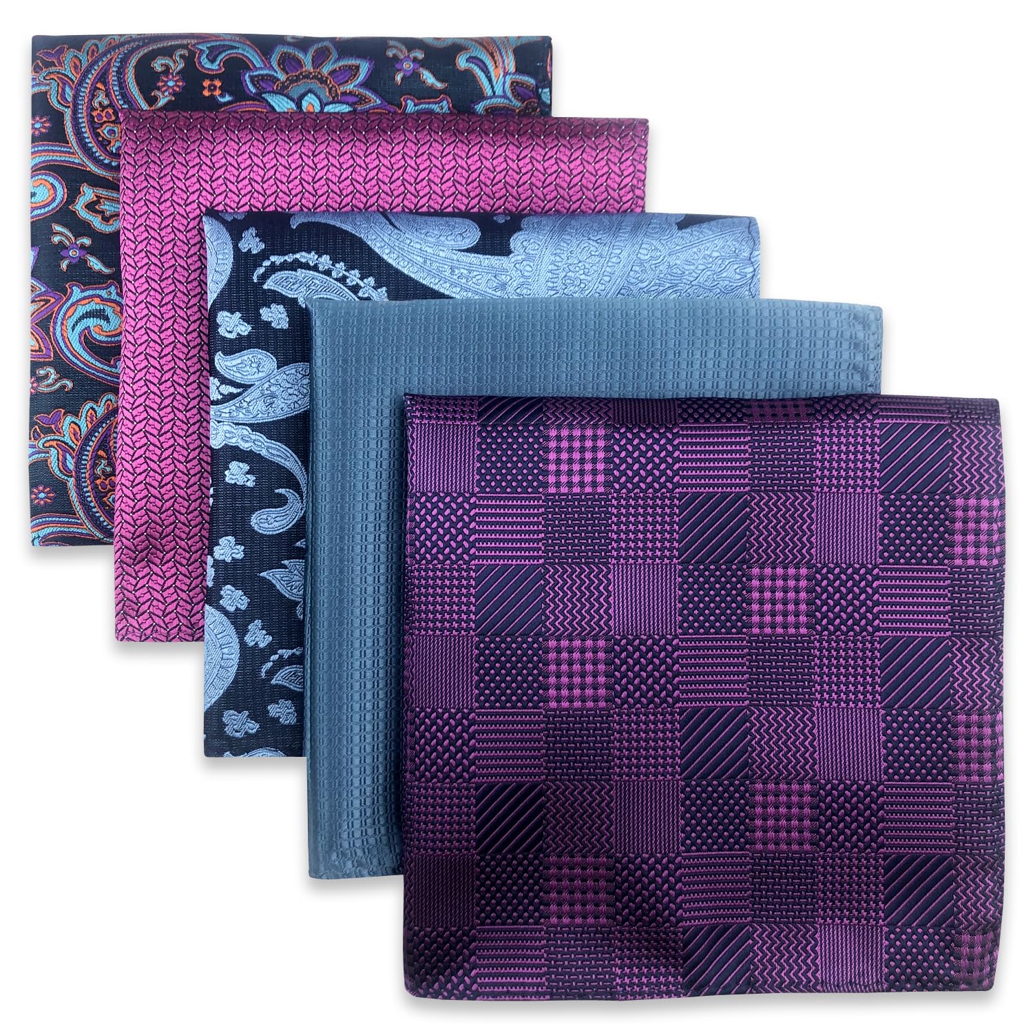 Shlax&Wing 5 PIEZAS Hombres Mezclado Clasificado Patrón Pañuelo De Bolsillo Pañuelo Conjunto — view 31