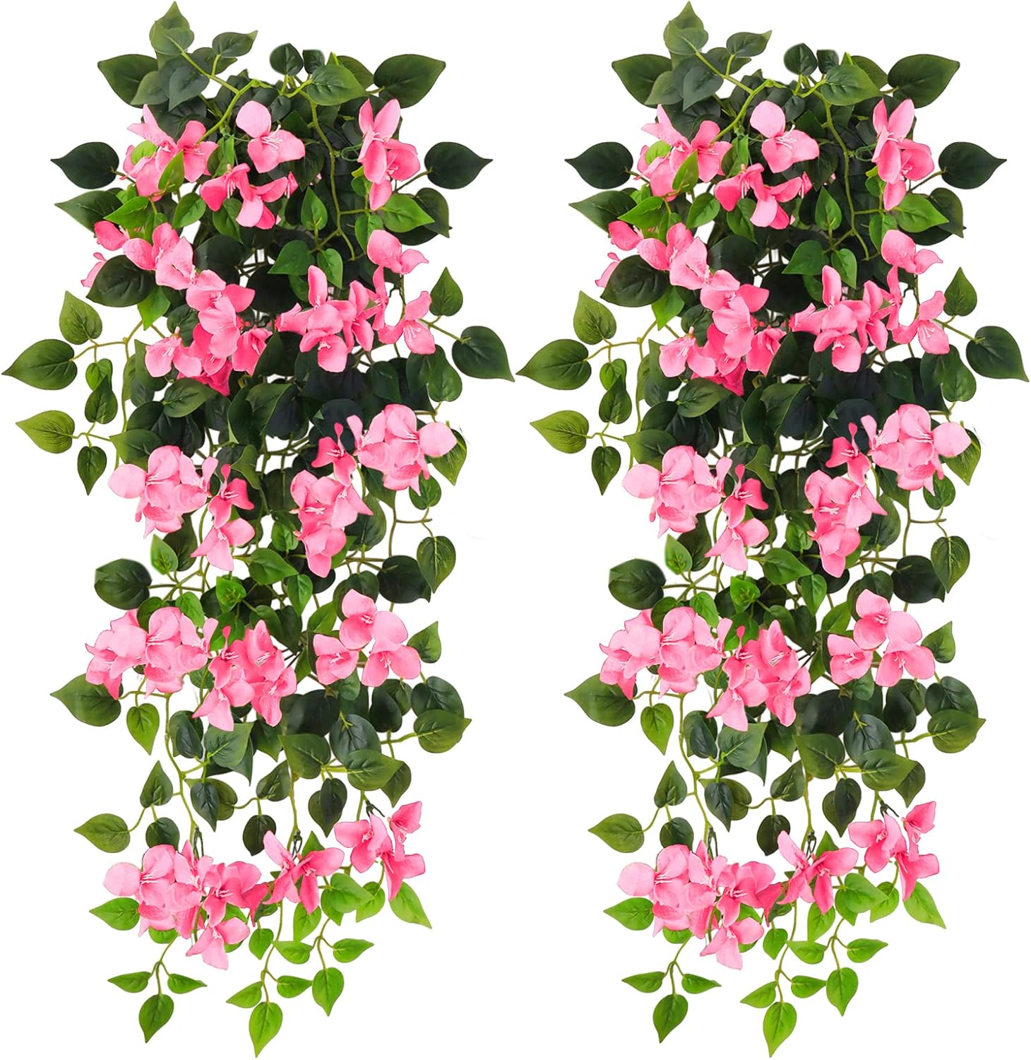 Fake Hanging Flowers Plants Bougainvillea Artificial,UV Resistant Faux Silk Flower Fabric Vine for Indoor Outdoor Garden Porch Eave Fence Wedding Wall Spring Summer Decor