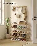 SONGMICS Sac à chaussures en bambou pour placard, Oragniseur de chaussures empilable avec structure modulaire, étagère debout libre d'espace pour la chambre d'entrée, 4-Tier, Prend 15-20 paires, couleur naturelle ULBS054YL01