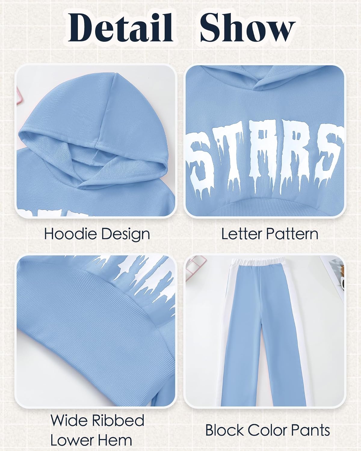 Girls' Clothing Set Crop Top Letter Hoodie Sweatpants Fall Winter Outfits Tween Girl Trendy Clothes Activewear 8-12 - Image 6