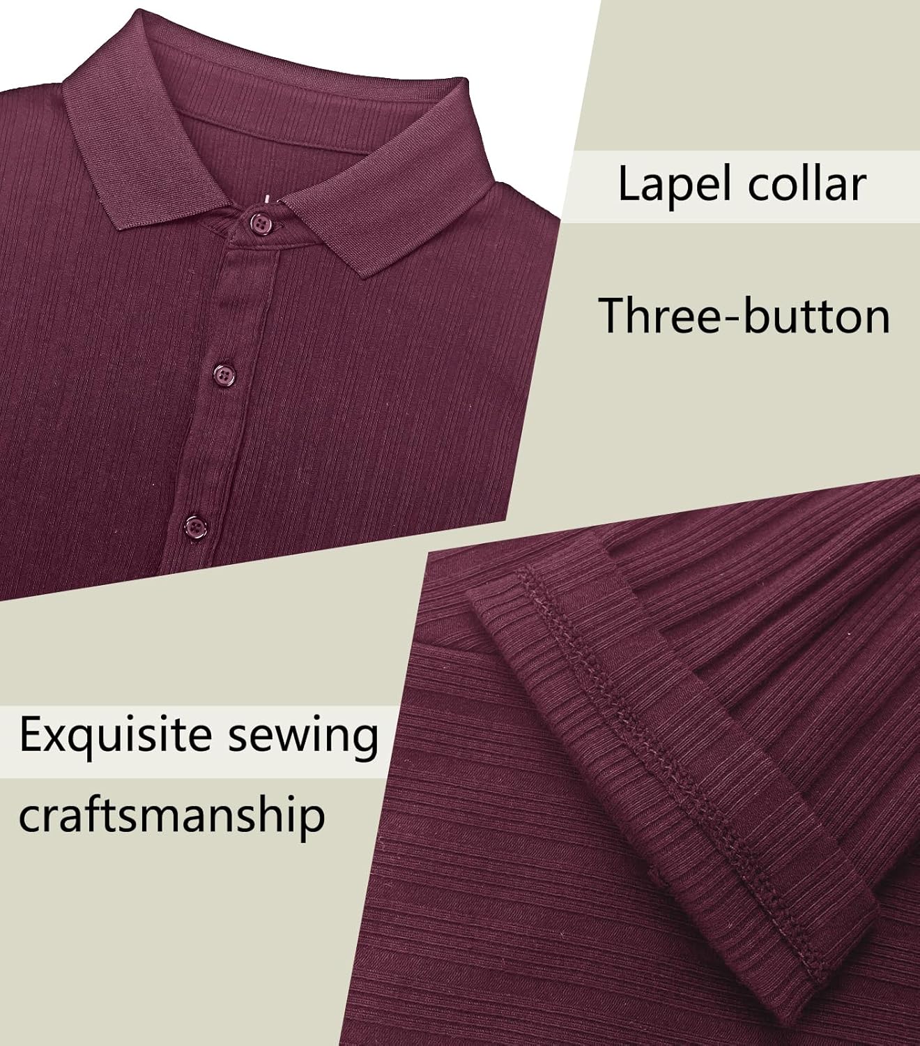 Muscle Cmdr Men's Cotton Long Sleeve Muscle T Shirts Slim Fit Business Casual Tee Short Sleeve Ribbed Polo V Neck - Image 5