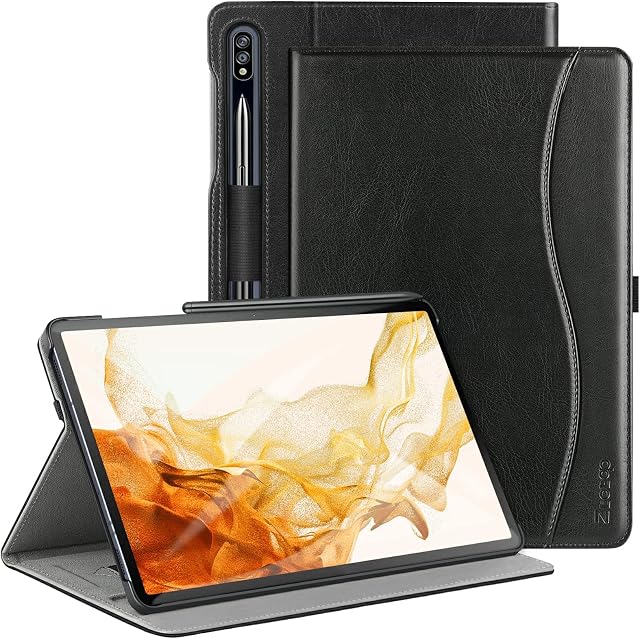 ZtotopCase Case for Samsung Galaxy Tab S7/S8 11 Inch 2020/2022, Premium PU Leather Folio Case Cover for Samsung Galaxy Tablet S7/S8, Black