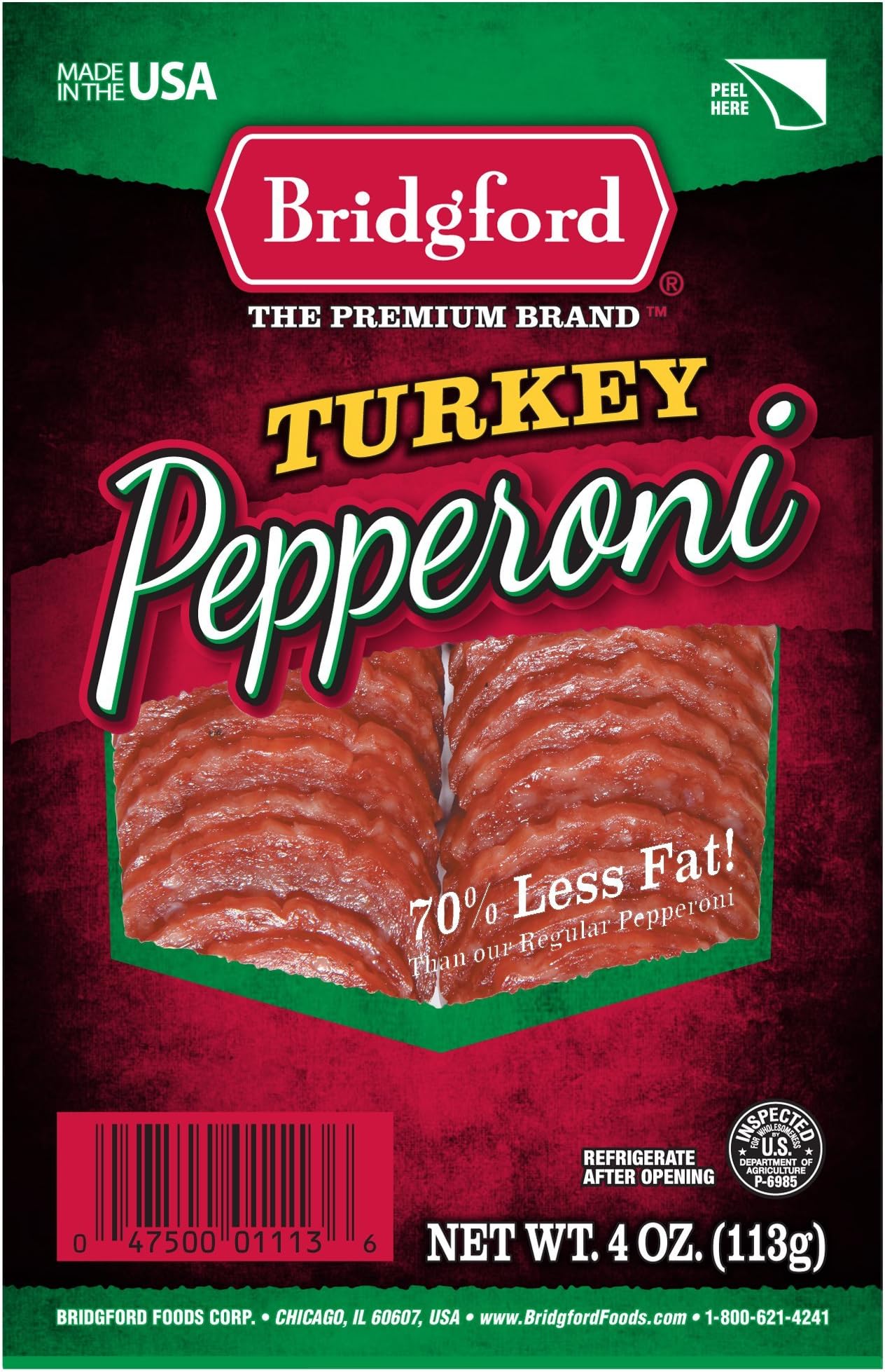 Bridgford Turkey Pepperoni, Sliced, 4 Ounce Package