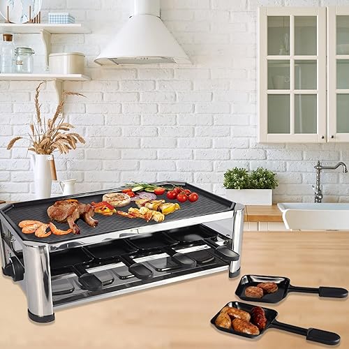 Miniatura 7 de TAMARIT Raclette - Parrilla de mesa de queso, portátil, eléctrica, coreana, para interiores, 1400 W, Raclette, parrilla de fiesta con placa
