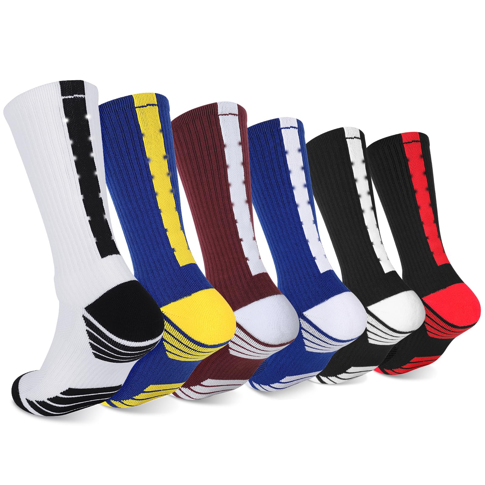 Finerview N9004 Finerview Calcetines de baloncesto Elite 4 pares para hombres y niños, calcetines deportivos de media pantorrilla para adultos y jóvenes Unisex adulto (Pack de 3)