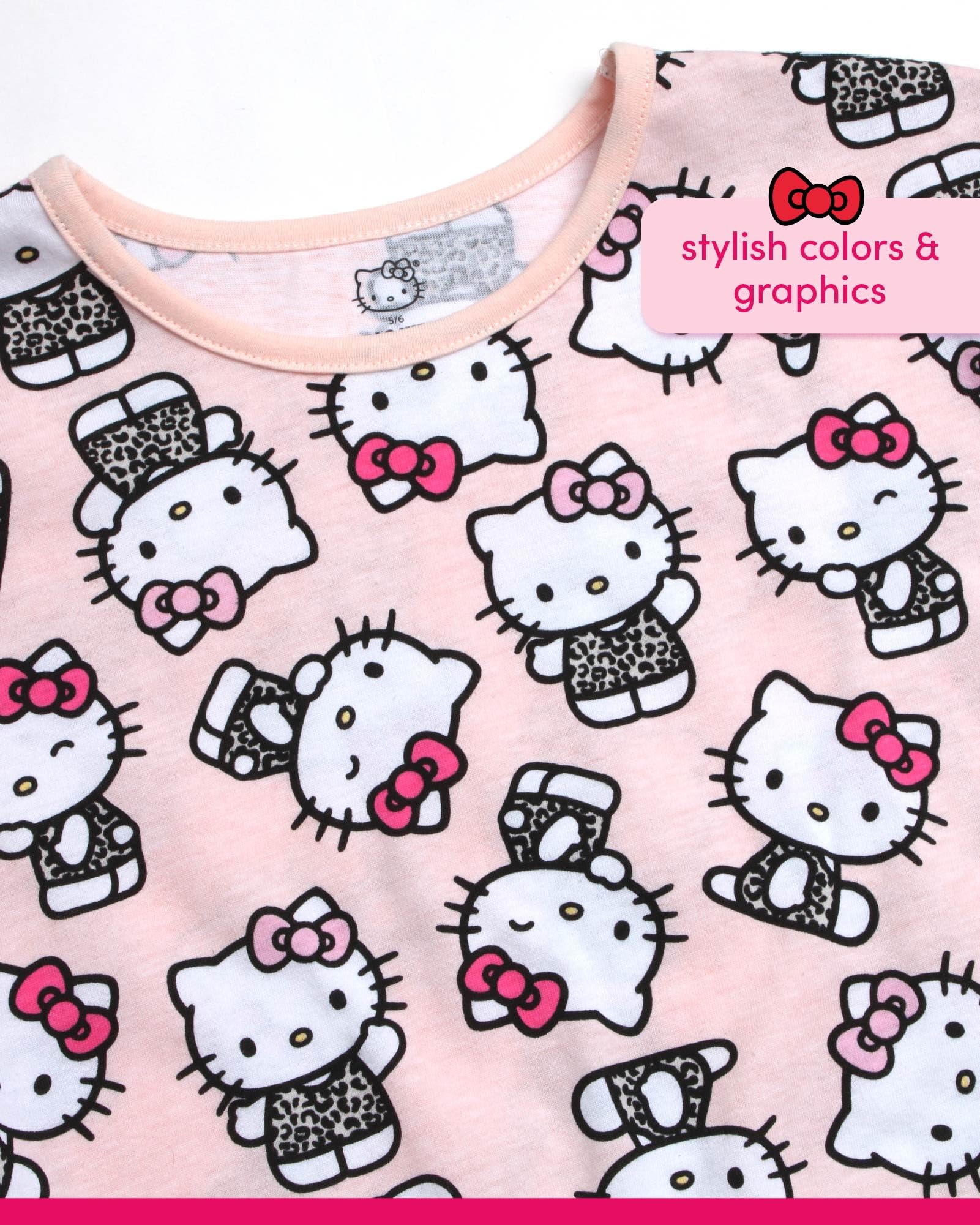 Hello Kitty Conjunto de leggings para niñas, camiseta estampada de 2 piezas y leggings cómodos a juego para niñas (2T-12)