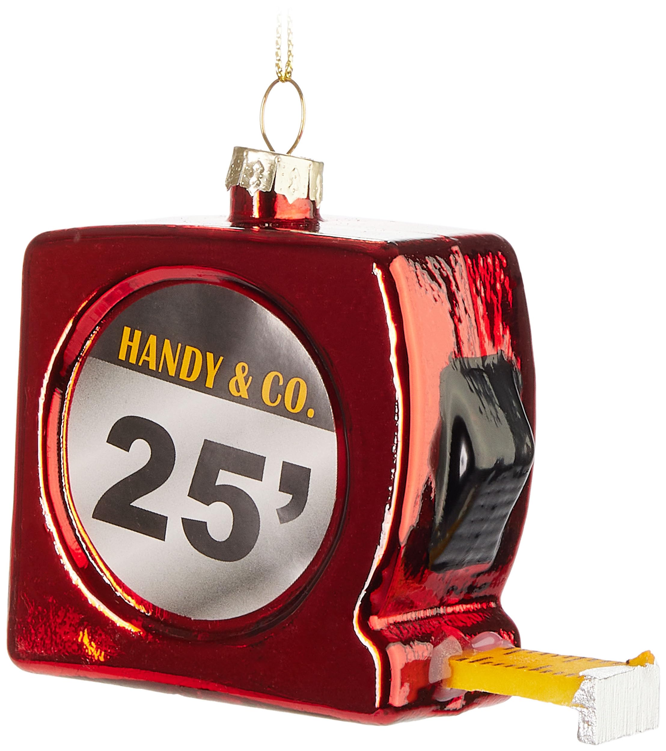 BRUBAKER Measuring Tape Red - Handpainted Glass Christmas Bauble - 3.5 inches (9 cm) Tree Bauble for Craftsmen - Mouthblown Christmas Tree Ornament - Christmas Decoration Pendant